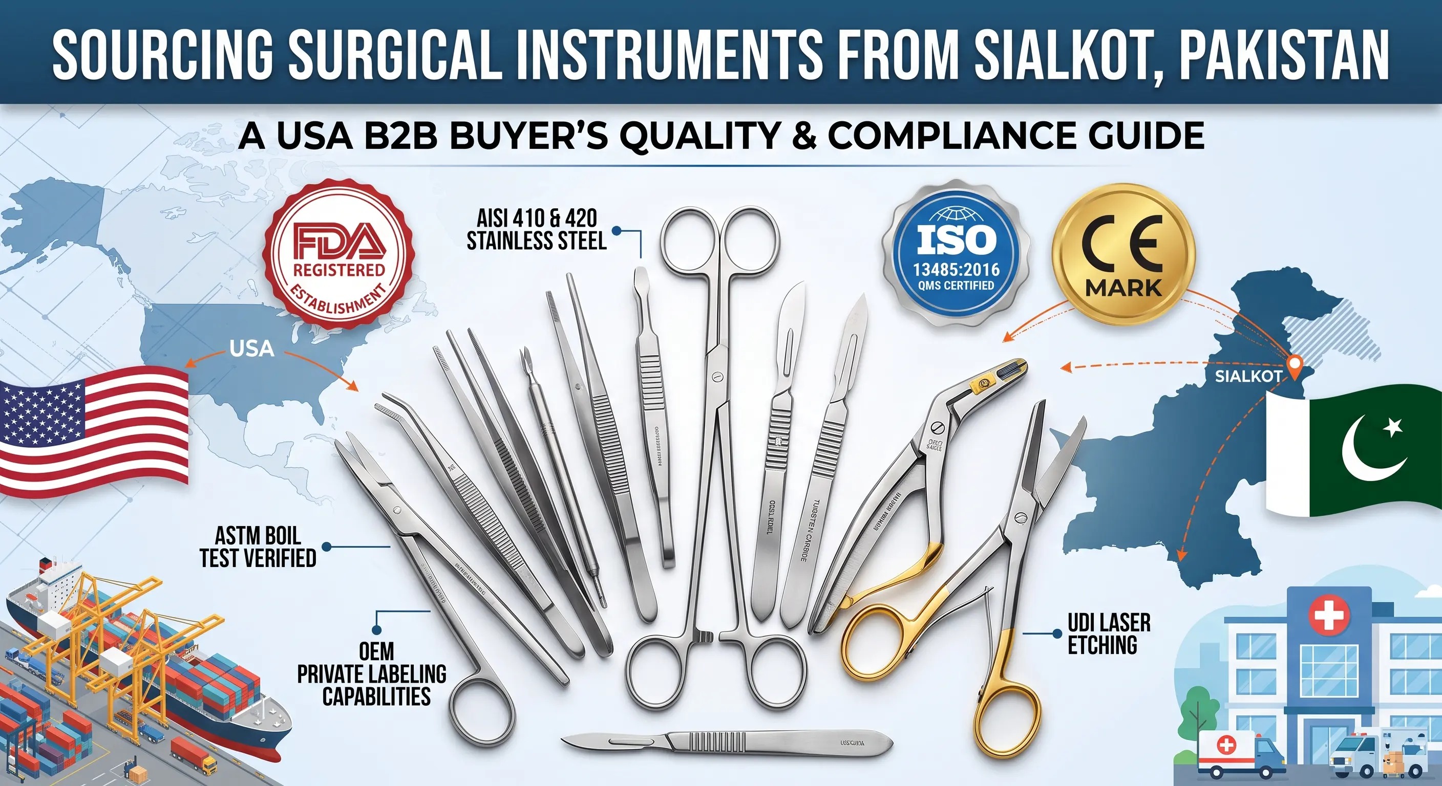 Cómo comprar instrumentos quirúrgicos en Sialkot, Pakistán: guía B2B de calidad y conformidad